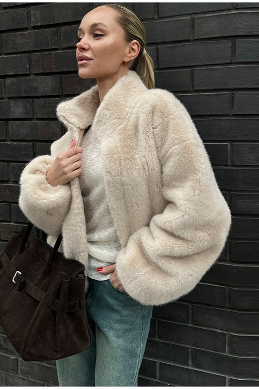 Drune | Kragen Kunstpelz Kurzjacke