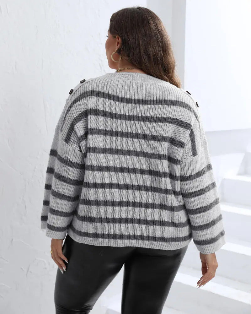 Drune | Gestreifter Teardrop-Pullover