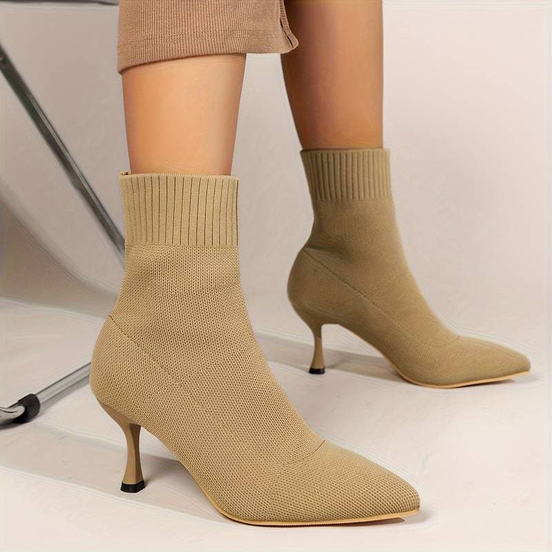 Drune | Stiefeletten Stricksocken Stiefel Spitzzehen Schlanker Stiletto Absatz Enger Sitz
