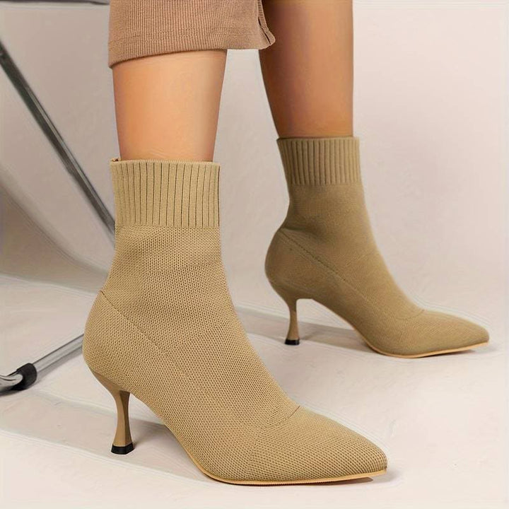 Drune | Stiefeletten Stricksocken Stiefel Spitzzehen Schlanker Stiletto Absatz Enger Sitz