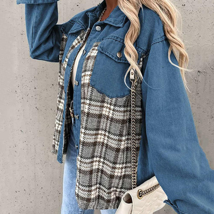 Drune | karierte Jacke mit klassischem Kragen und Knopfdetail