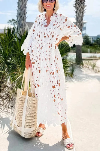 Drune | Ich Gehören Hier Floral Øsen Spitze Cover Up Strand Midi Kleid