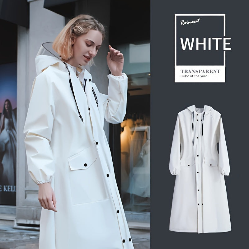 Drune | Wasserdichte Damen Lange Regenjacke Mit Kapuze in Weiß