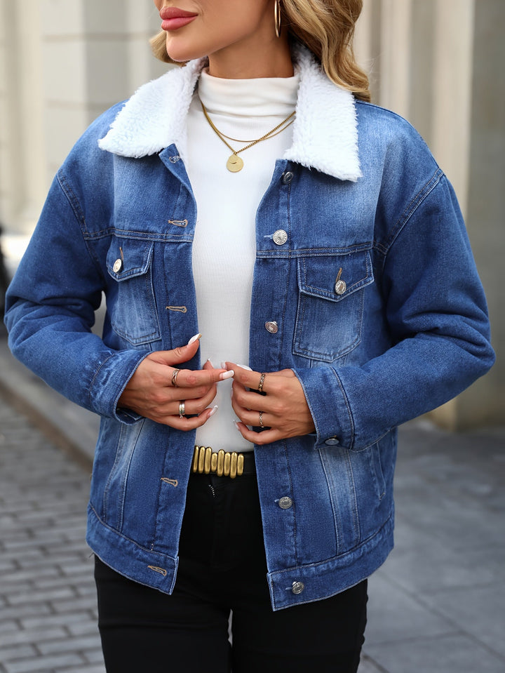 Drune | Denimjacke mit Fleecekragen Baumwolle Warm und Stilvoll