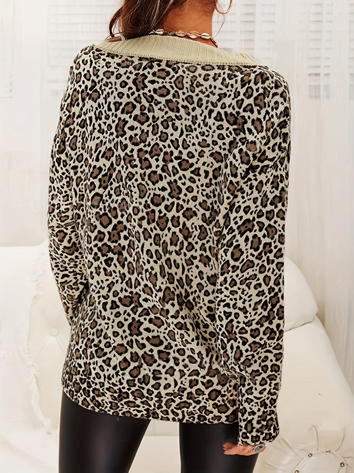 Drune | Leopard V-Ausschnitt Pullover