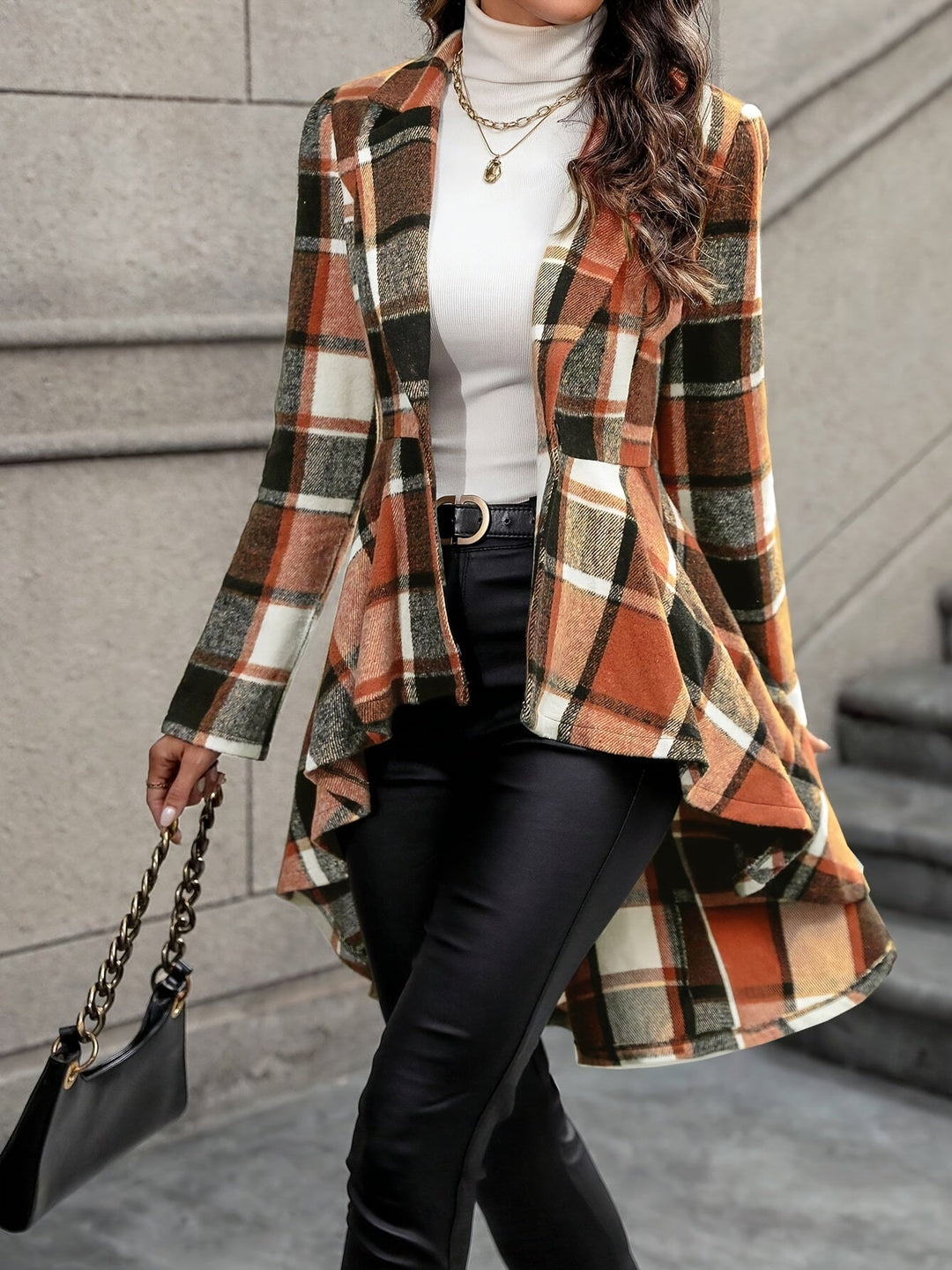 Drune | Mantel Braun - Weiß - Elegante Herbstjacke