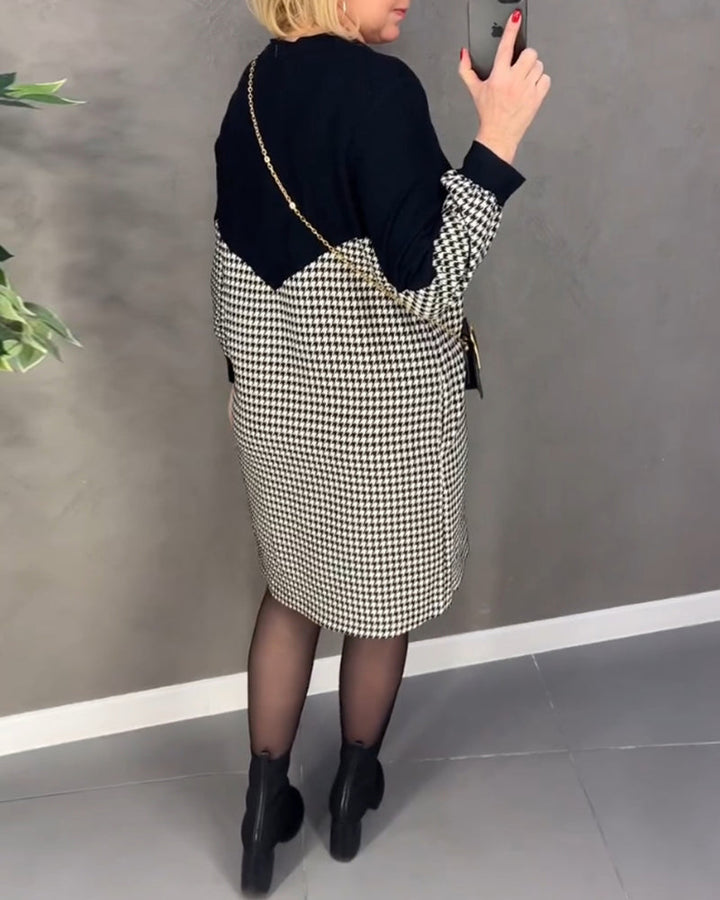 Drune | Farbblockkleid mit Karomuster