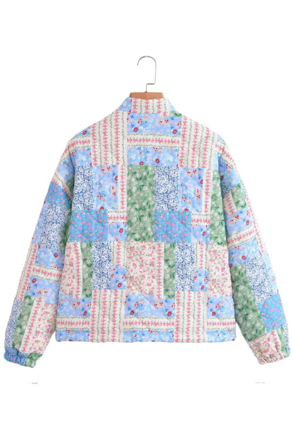 Drune | Stehkragen Langarm Blumenmuster Baumwolljacke