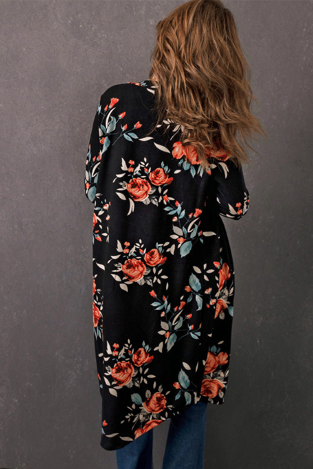 Drune | Bedruckter Offene Front Langarm Cardigan