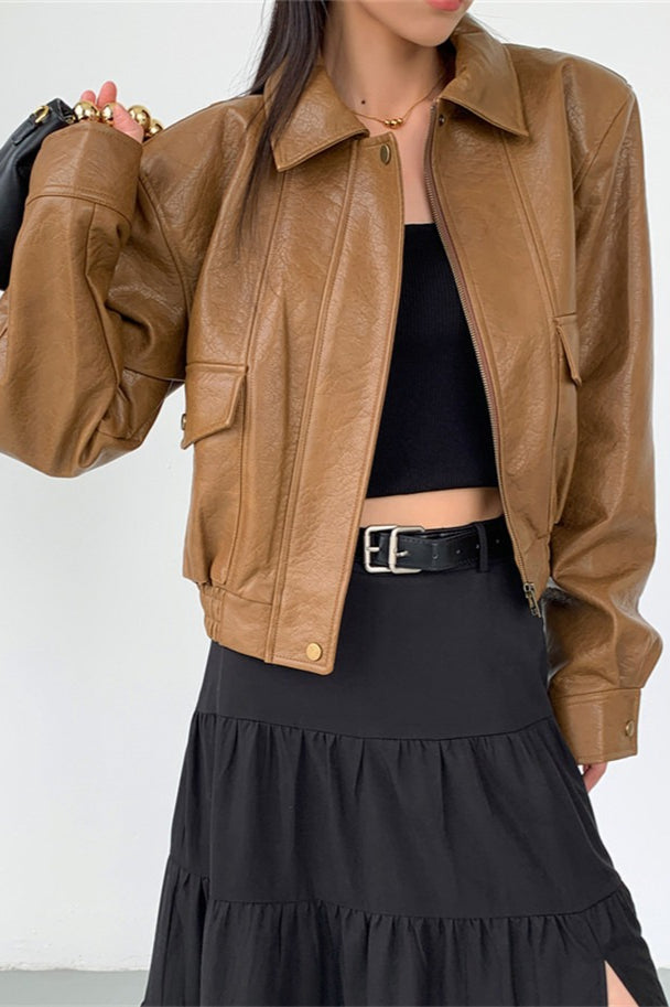 Drune | PU Leder Reversjacke