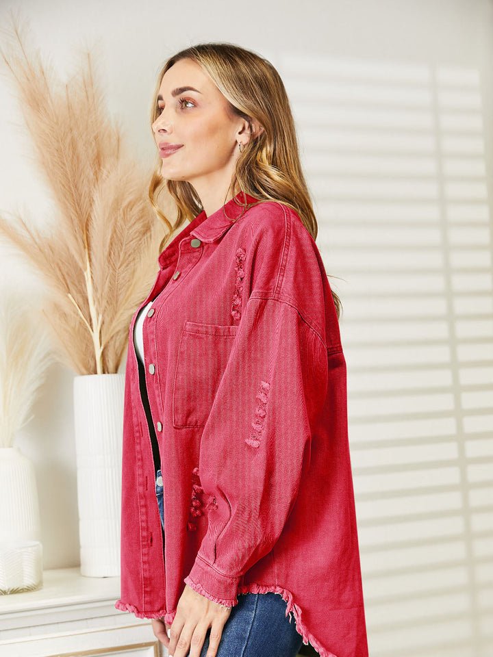 Drune | Zerrissene Rohsaum-Denimjacke