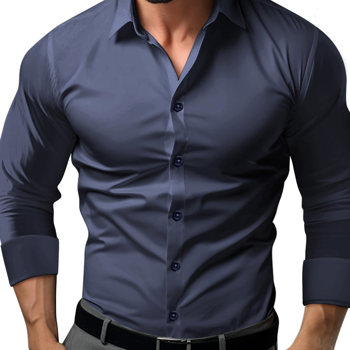 Drune | Slim Fit Einfarbiges Baumwollhemd