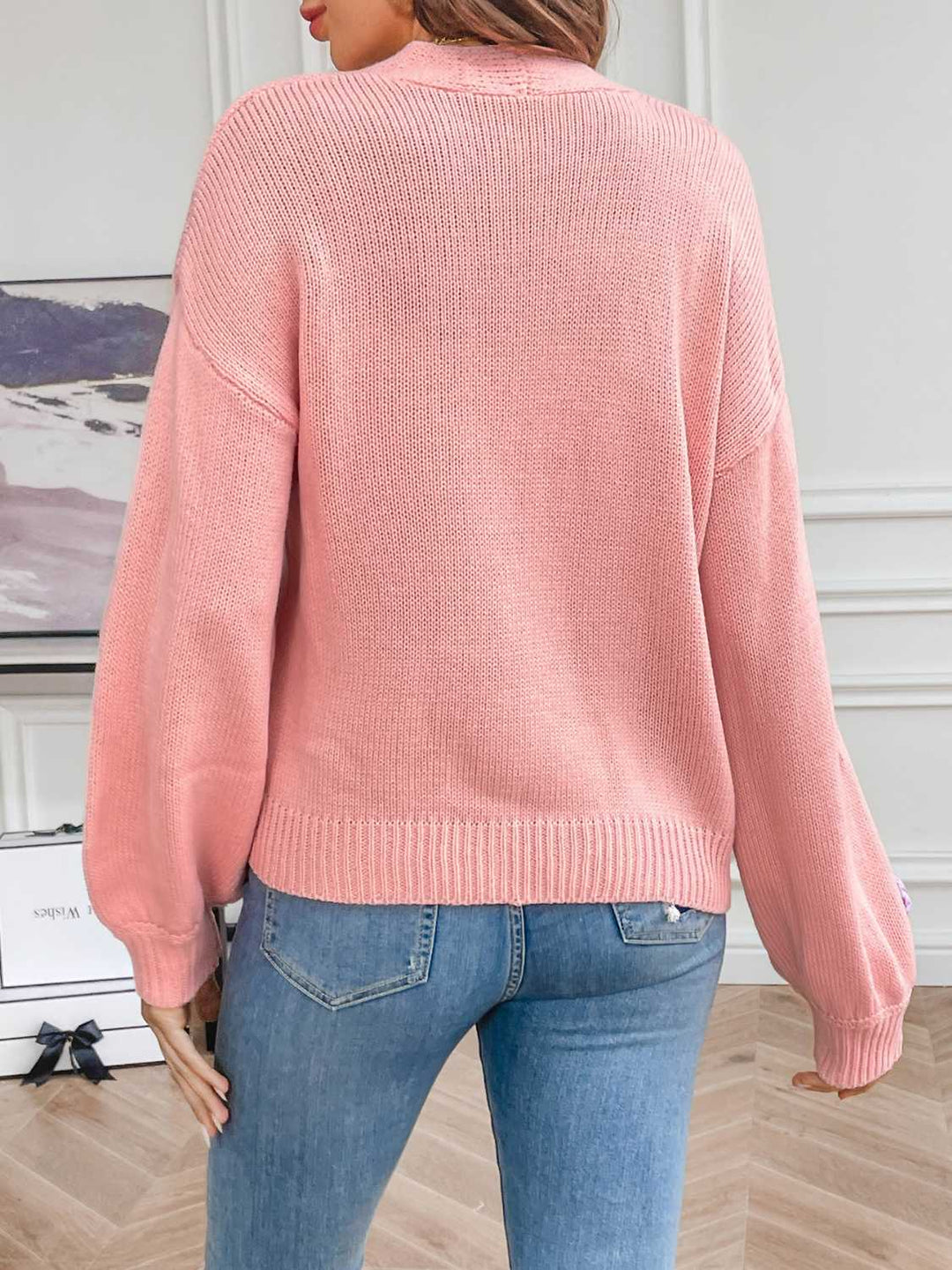 Drune | Strickcardigan mit Blütendetails Offene Vorderseite Feminin und Stylisch