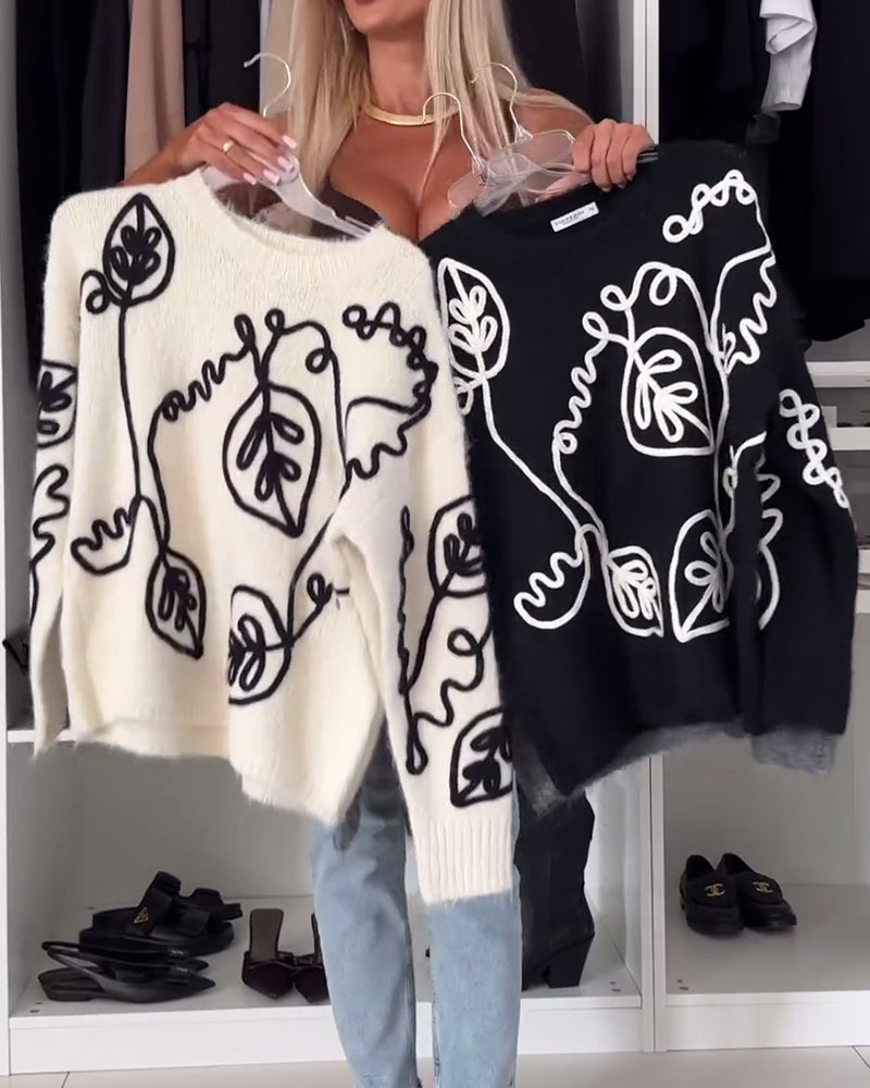 Drune | Pullover mit Blatt Print
