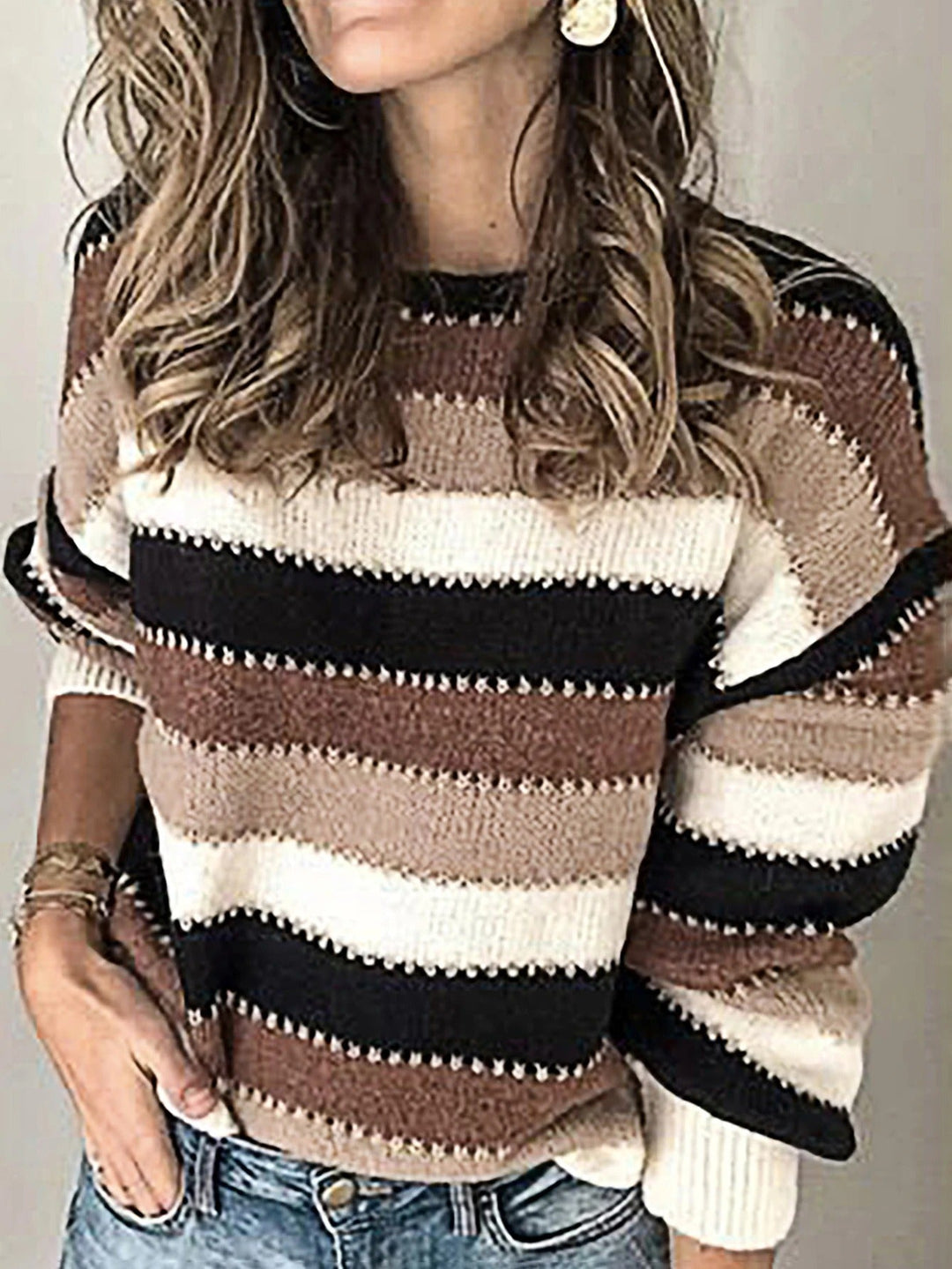 Drune | Lockere Pullover mit Streifen in Übergröße