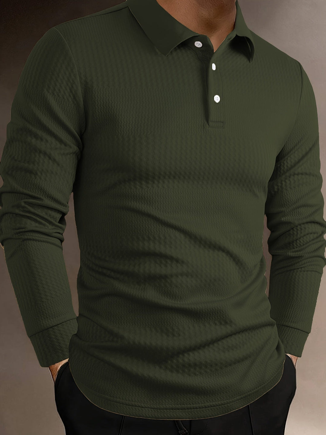Drune | Elegante Langärmelige Polo Texturiertes Design Stilvoll und Komfortabel