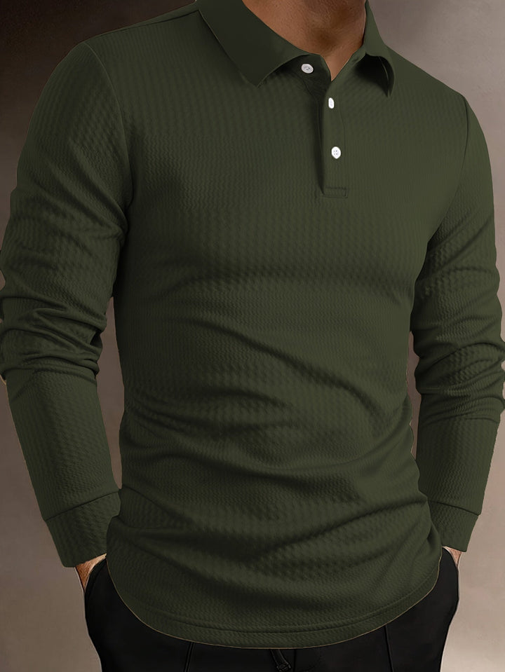 Drune | Elegante Langärmelige Polo Texturiertes Design Stilvoll und Komfortabel