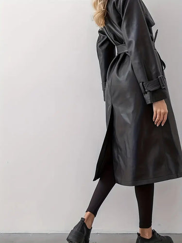 Drune | Leder-Trenchcoat mit Gürtel