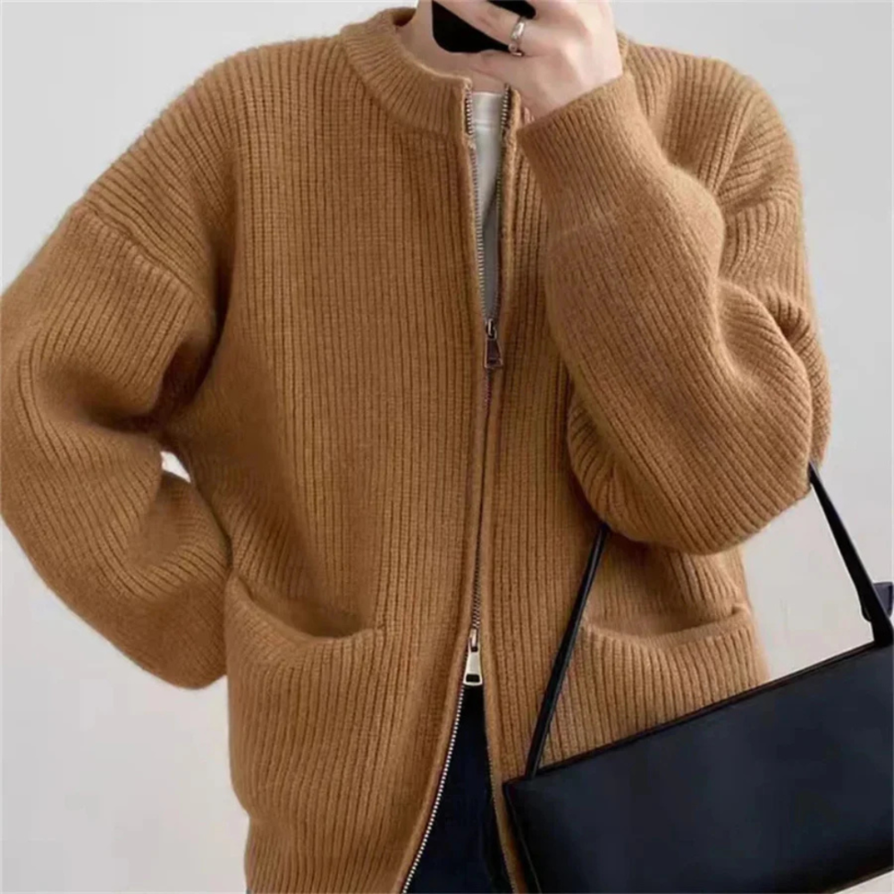 Drune | Reißverschluss-Cardigan für Damen in Übergröße Komfort