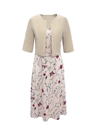 Drune | Geteilter Kleid mit V-Ausschnitt und Ärmellose Oberteil mit Blumenmuster