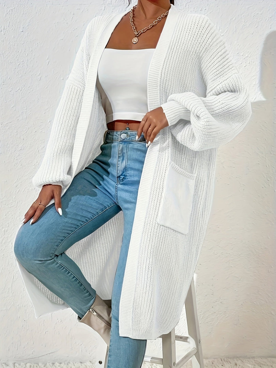 Drune | Strick Cardigan - Offener Schnitt, Lang & Bequem für Alltag & Freizeit