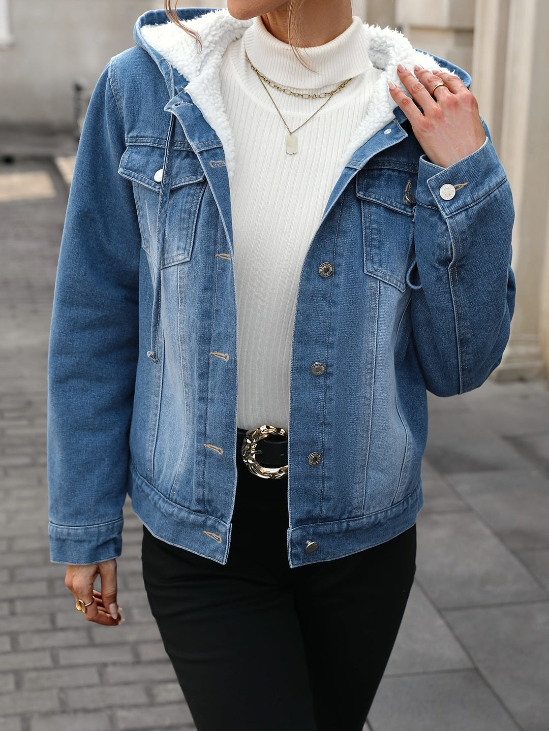 Drune | Denimjacke mit Sherpa-futter und Kapuze Baumwolle/polyester Warm und Modern