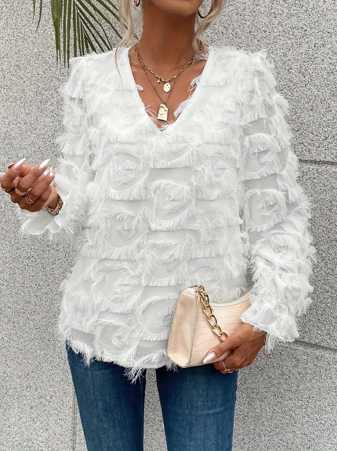 Drune | Elegantes Top mit Fransen-details Polyester Stilvoll und Bequem