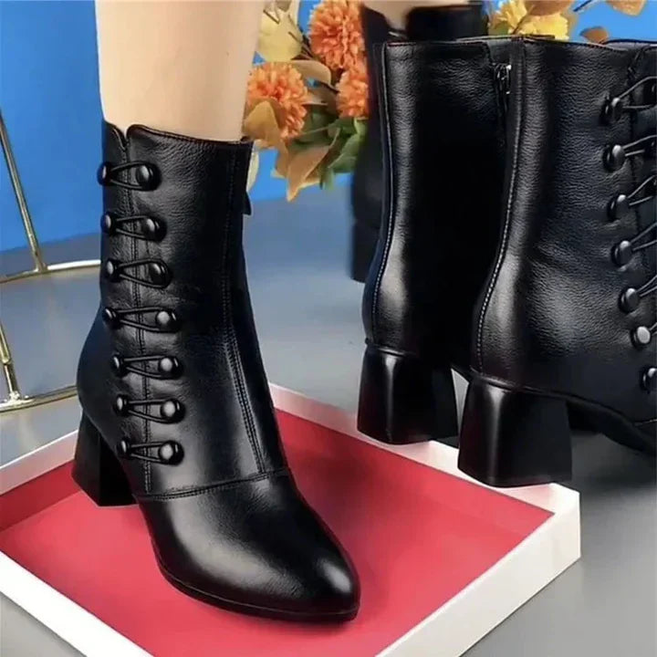 Drune | leder-damenstiefel aus grobem leder