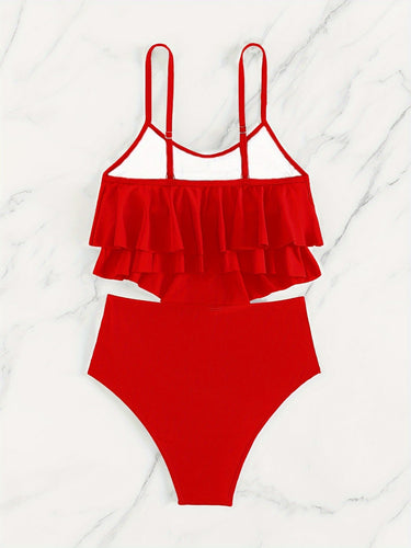 Drune | Raffung, Geschichtete Zweiteiliges Schwarzes Tankini für Damen