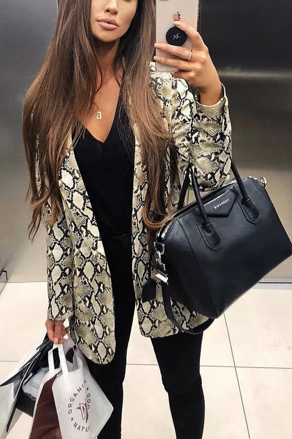 Drune | Charmer Schlangenmuster Revers Lose Blazer