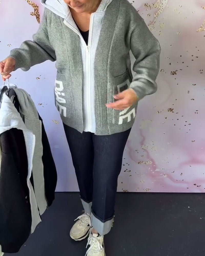 Drune | Langärmliger Pullover Mantel mit Buchstaben