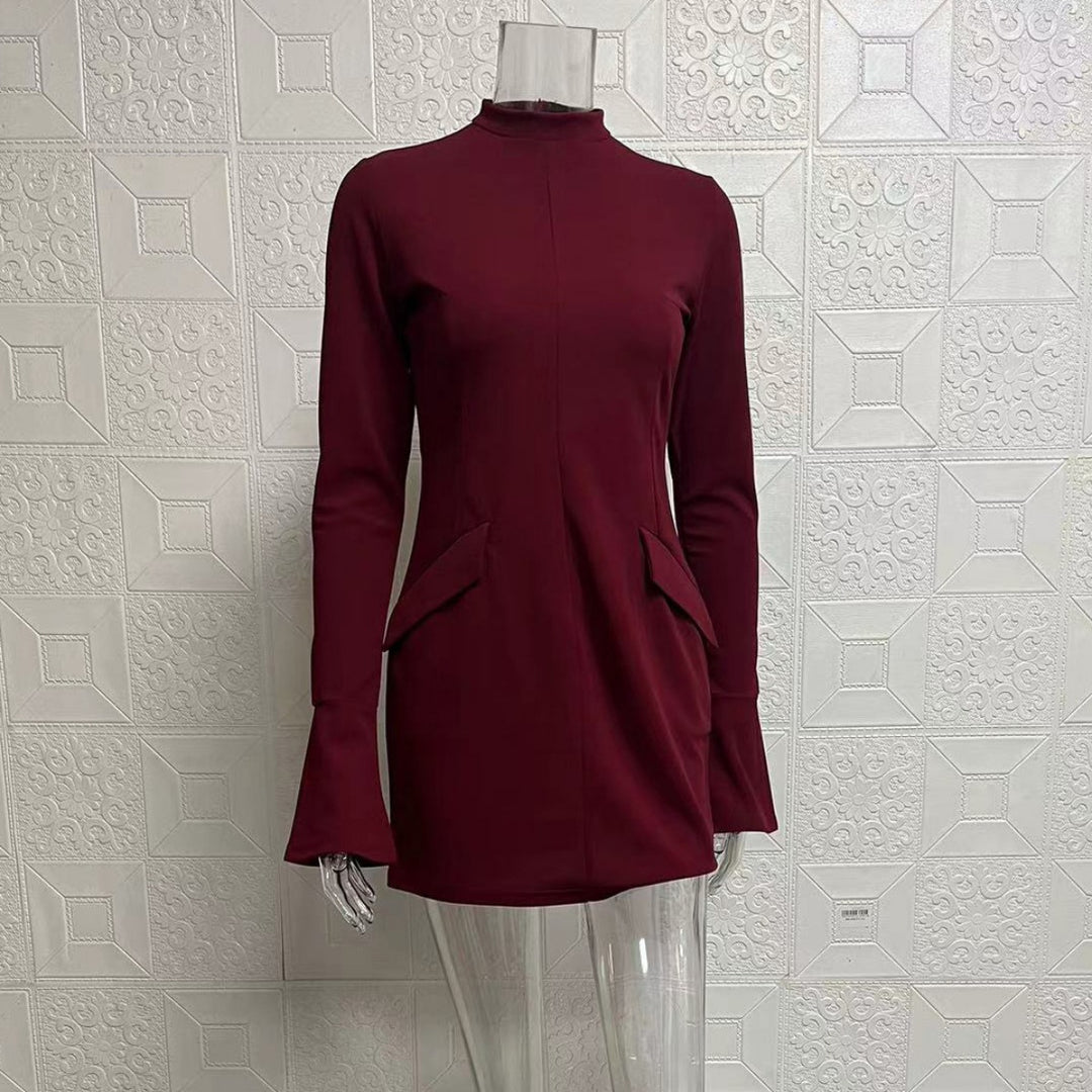 Drune | Schmal geschnittenes, langärmeliges, hüftumspielendes Kleid