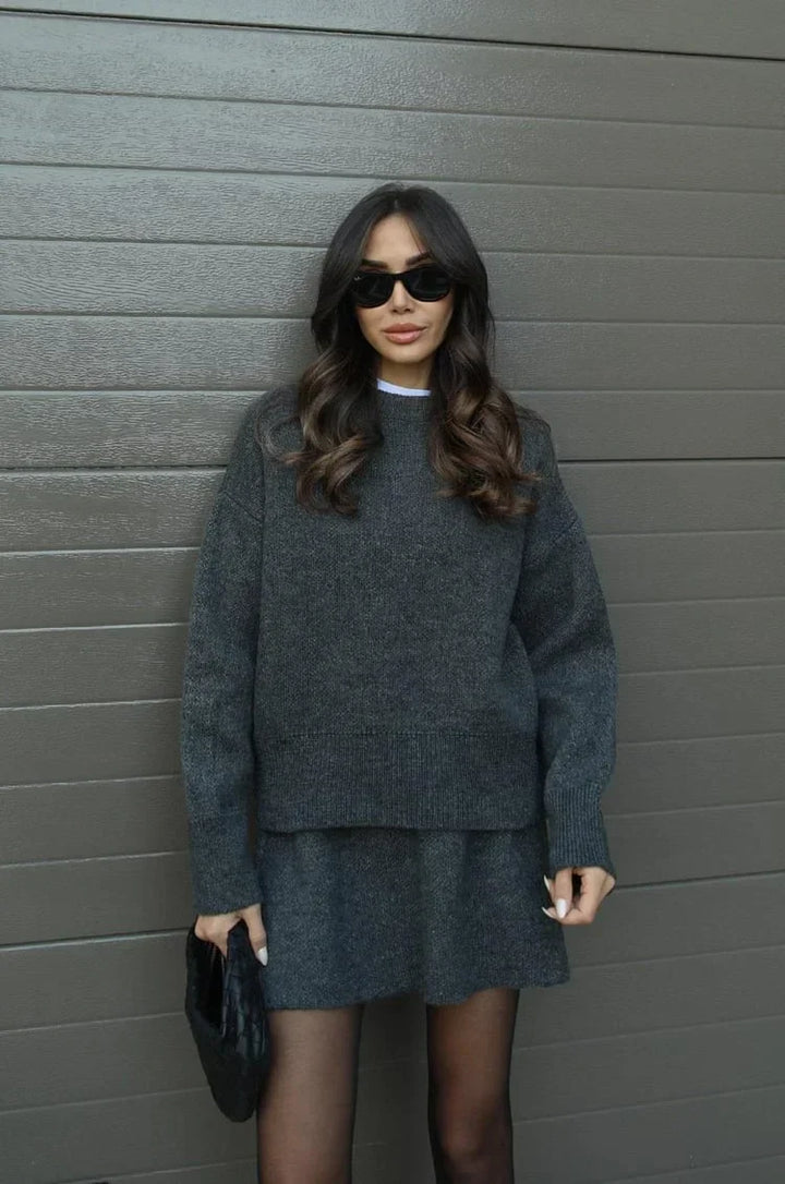 Drune | Strick Zweiteiler - Überdimensional Pullover & Minirock - Herbst Outfit