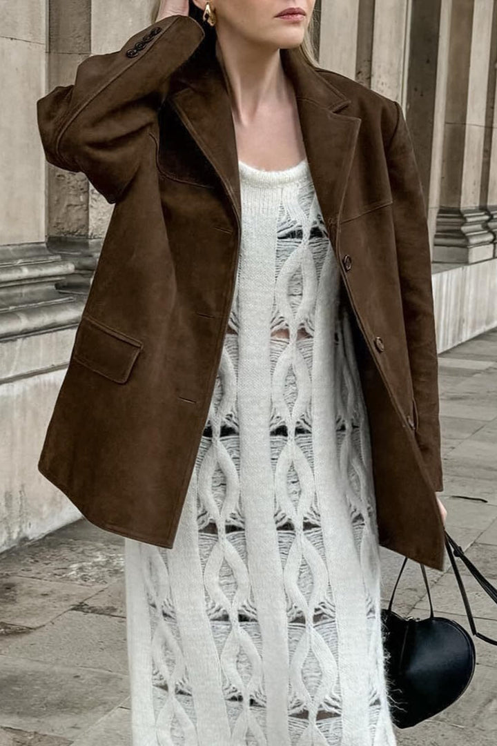 Drune | Wildleder-Finish Longline-Jacke