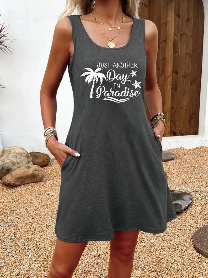 Drune | Sommerkleid Ohne Ärmel mit Print und Rundem Ausschnitt, Lässiges Damenkleid