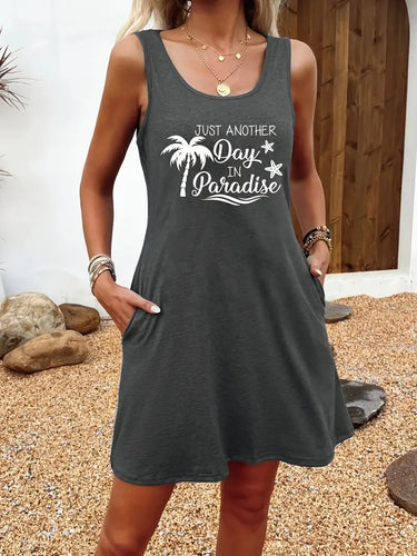 Drune | Sommerkleid Ohne Ärmel mit Print und Rundem Ausschnitt, Lässiges Damenkleid