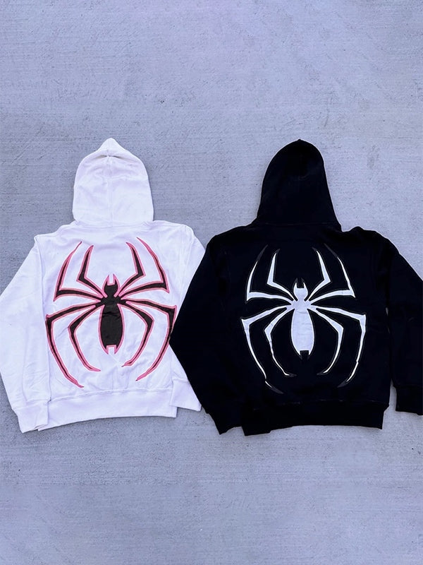 Drune | Hoodie mit Reißverschluss und Spinnenprint