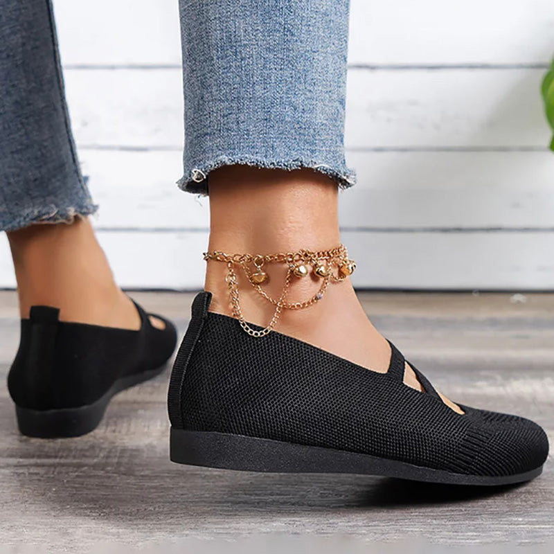Drune | Flache Slipper Mit Riemen Über Dem Spann Und Flacher Sohle Für Damen