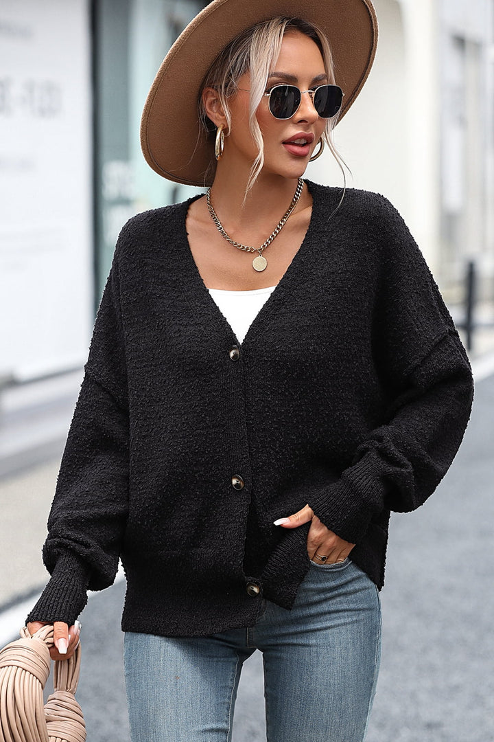 Drune | Knopfleiste Cardigan mit fallen Schultern