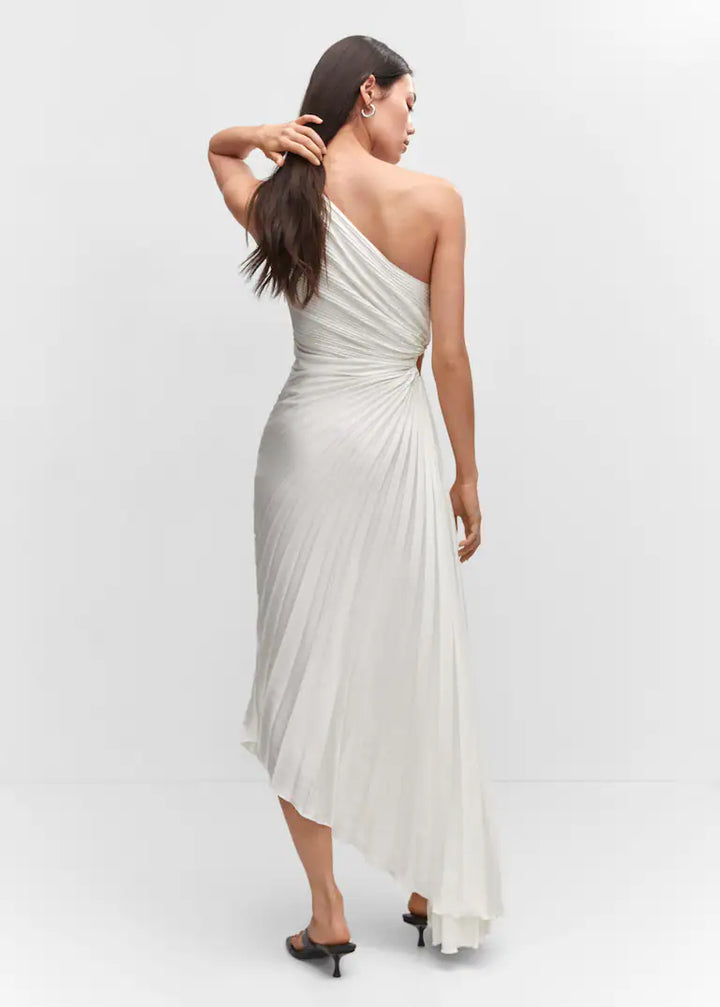 Drune | One Shoulder Plissee Midi Kleid