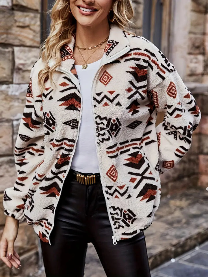 Drune | Elegante Fleecejacke mit Geometrischem Muster
