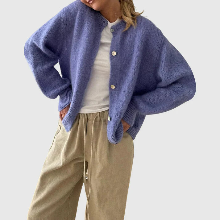 Drune | Damen Cashmere Cardigan mit Rundhalsausschnitt und Knopfverschluss
