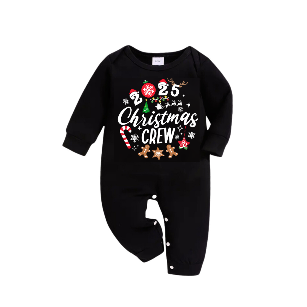Drune | "2025 Weihnachts Crew" Text Gedruckt Schwarz und Grün Karo Familie Passende Pyjamas