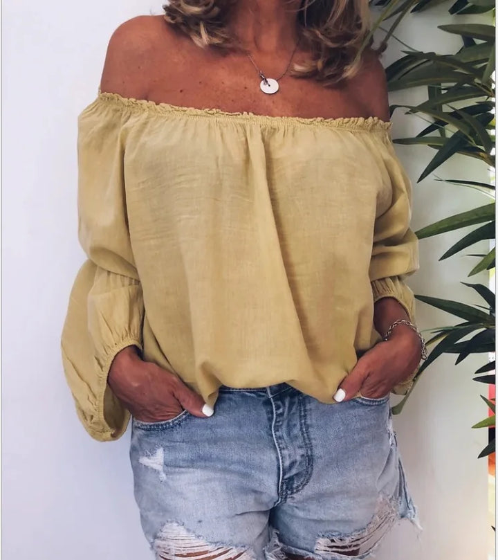 Drune | Off Shoulder Bluse Mit Eleganten Ballonärmeln