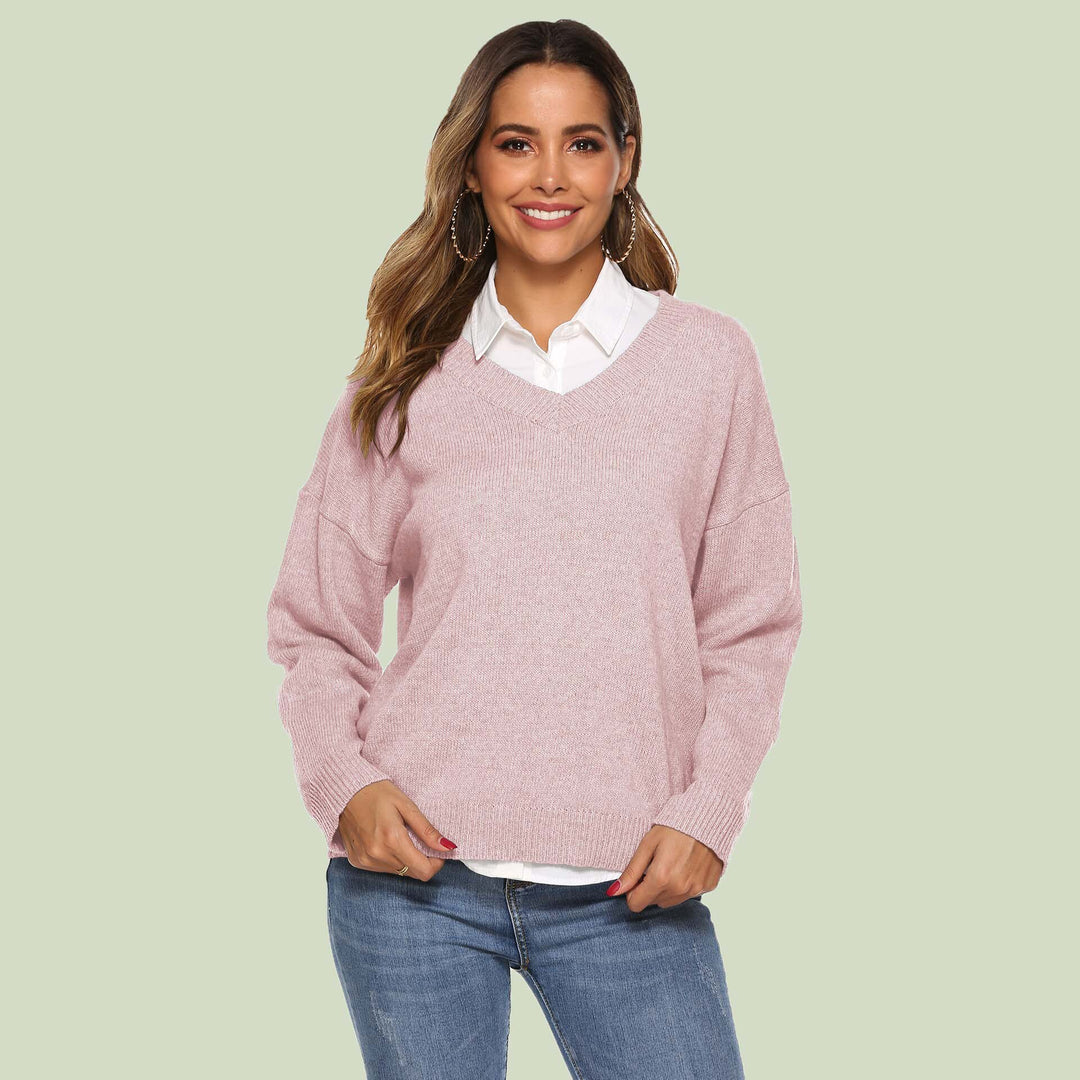 Drune | Strickpullover V-Ausschnitt Relaxed Fit Lange Ärmel Weich Und Bequem