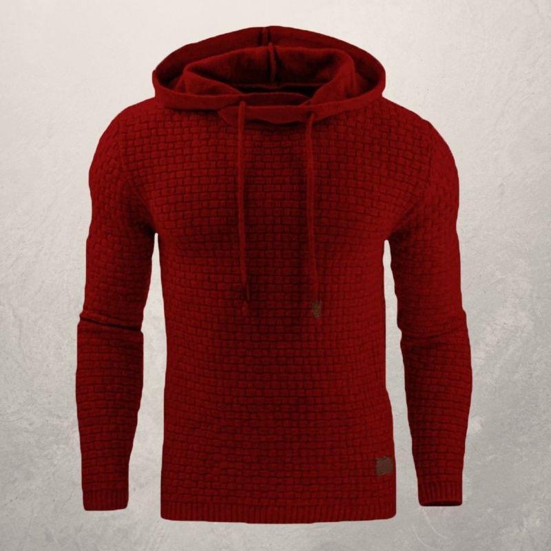 Drune | Slim Fit Kapuzenpullover Korbmuster Strick Kapuzenpullover