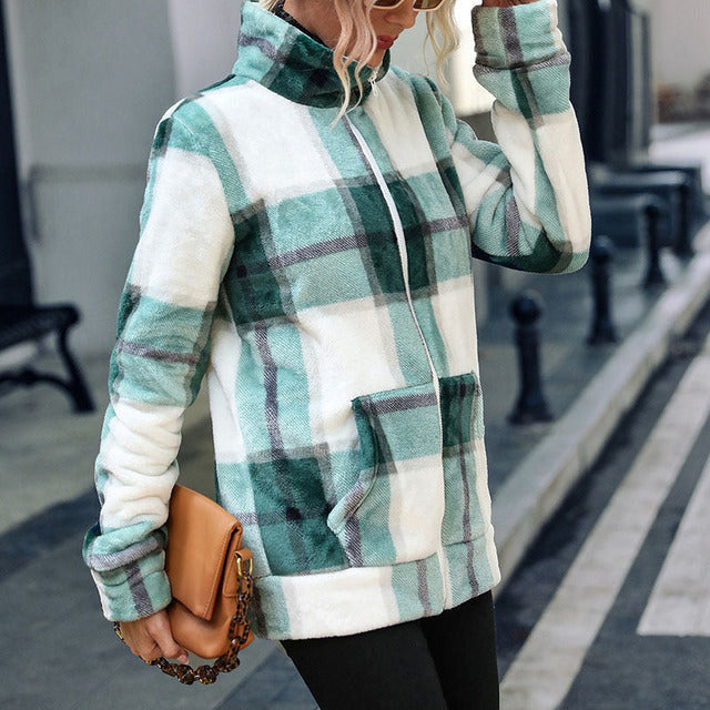 Drune | Karierter Fleecejacke Polyester Warm, Komfortabel