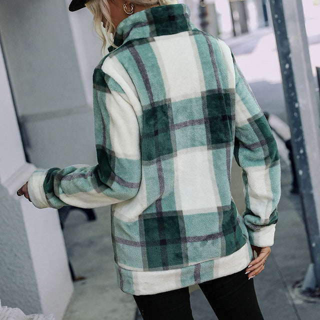 Drune | Karierter Fleecejacke Polyester Warm, Komfortabel