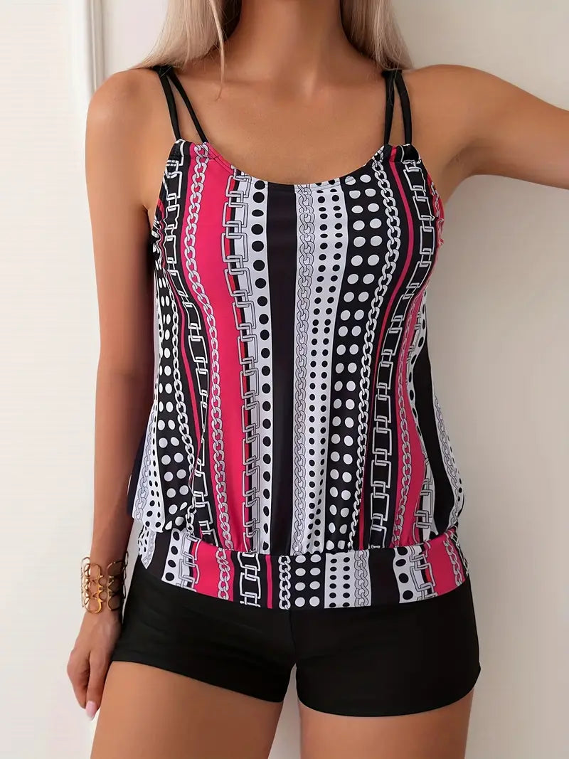 Drune | Gestreifter Tankini mit Druck