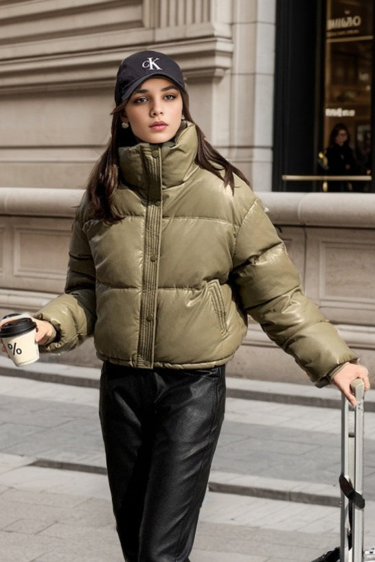 Drune | Faux Leather Isolierte Pufferjacke